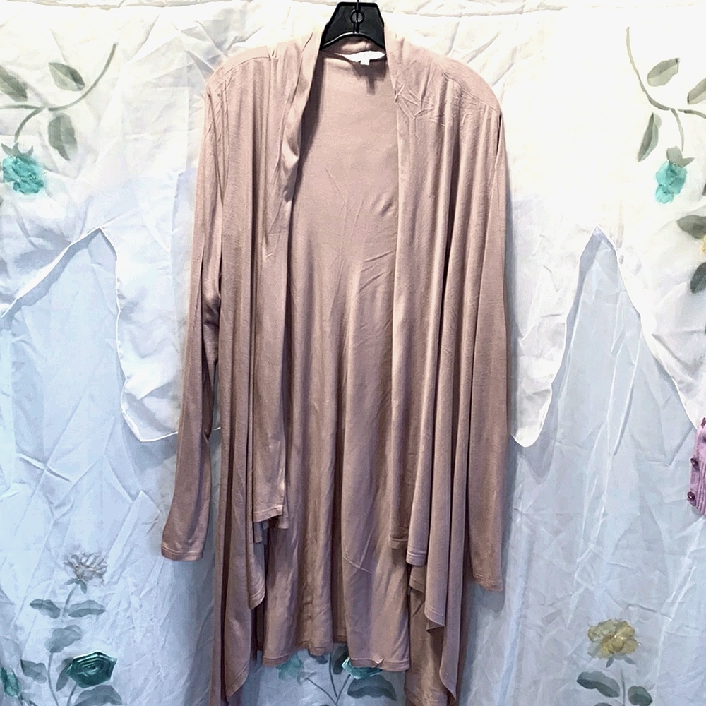 TRAMP TAN OPEN- FRONT DRAPE SWEATER SZ L